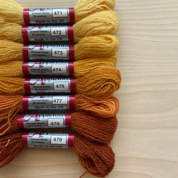 Individual Appletons Crewel Wool Skeins from the Autumn Yellow Colorway