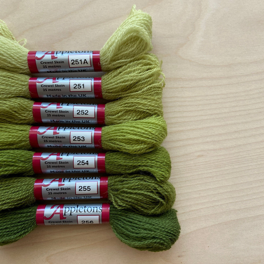 Individual Appletons Crewel Wool Skeins from the Grass Green Colorway
