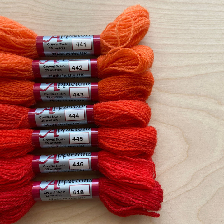 Individual Appletons Crewel Wool Skeins from the Orange Red Colorway