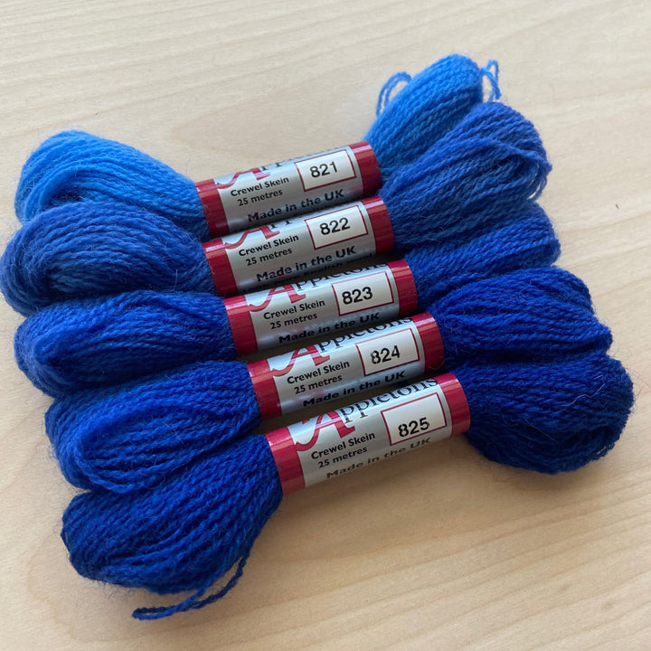 Individual Appletons Crewel Wool Skeins from the Royal Blue Colorway