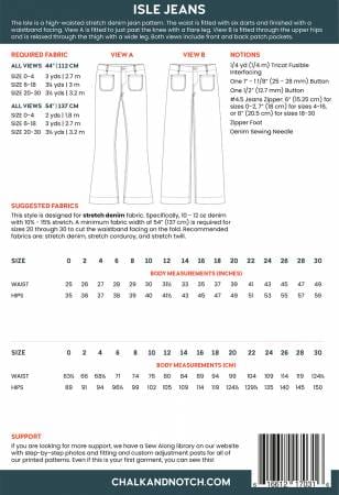 Default Isle Jeans Flare & Wide - Chalk + Notch Patterns - Sizes 0-30