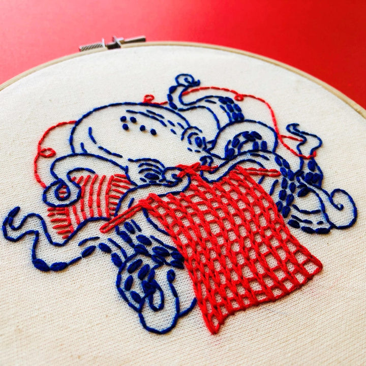 Default Knitting Octopus - Hook, Line & Tinker Embroidery Kit