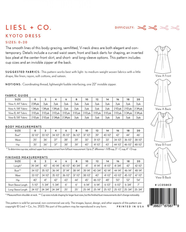 Default Kyoto Dress - Liesl & Co. - Sizes 0-20