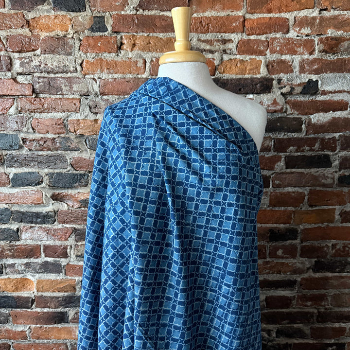 Default Lattice in Indigo - Indigo Dabu Blockprint from India
