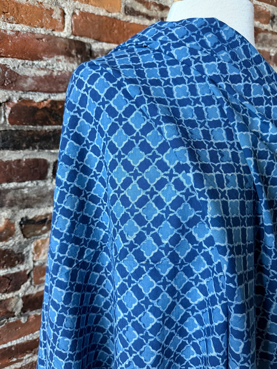 Default Lattice in Indigo - Indigo Dabu Blockprint from India