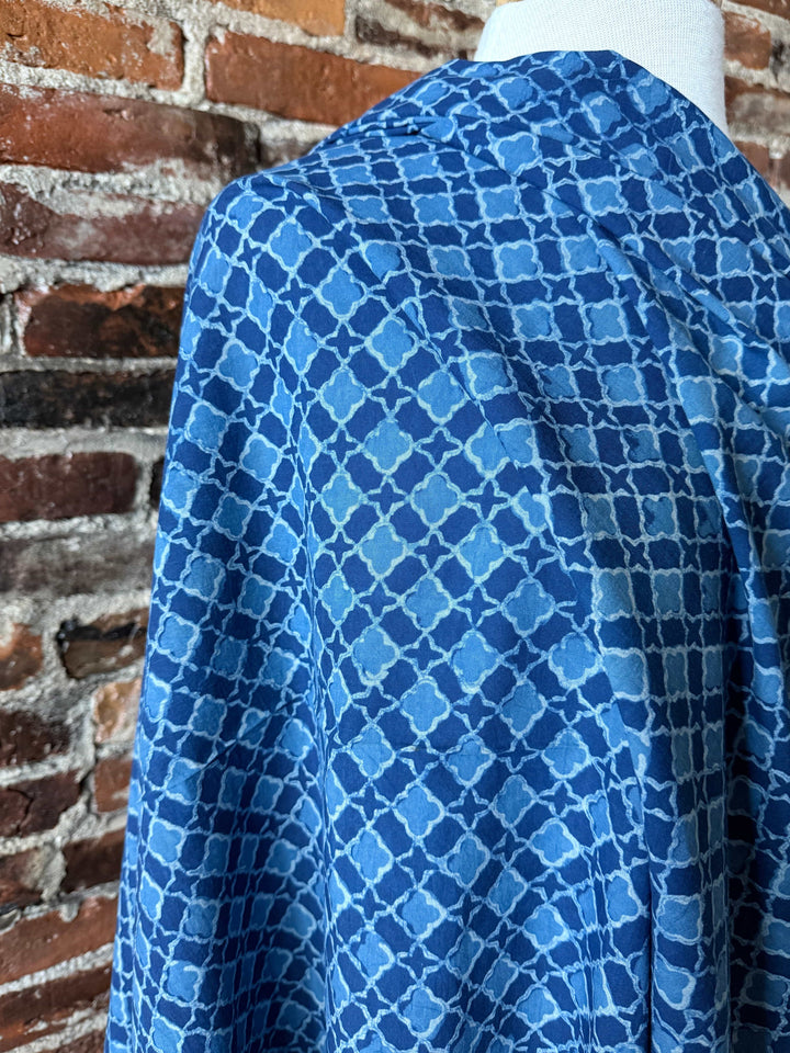 Default Lattice in Indigo - Indigo Dabu Blockprint from India
