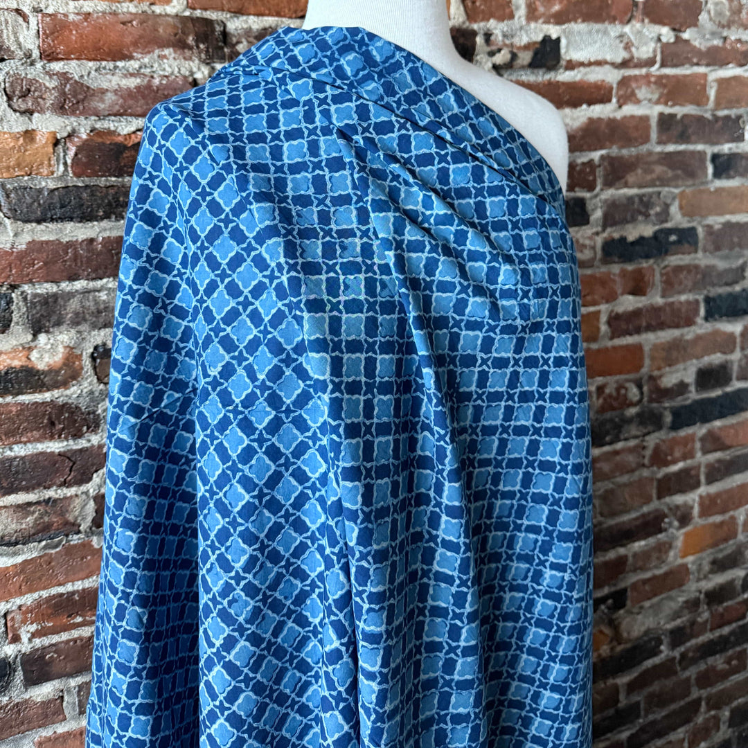 Default Lattice in Indigo - Indigo Dabu Blockprint from India