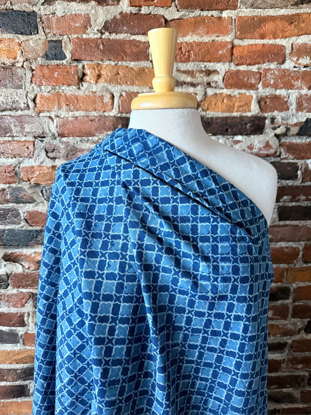 Default Lattice in Indigo - Indigo Dabu Blockprint from India