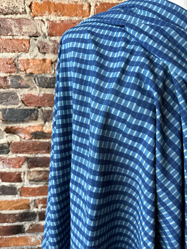 Default Layered Stripes in Indigo - Indigo Dabu Blockprint from India