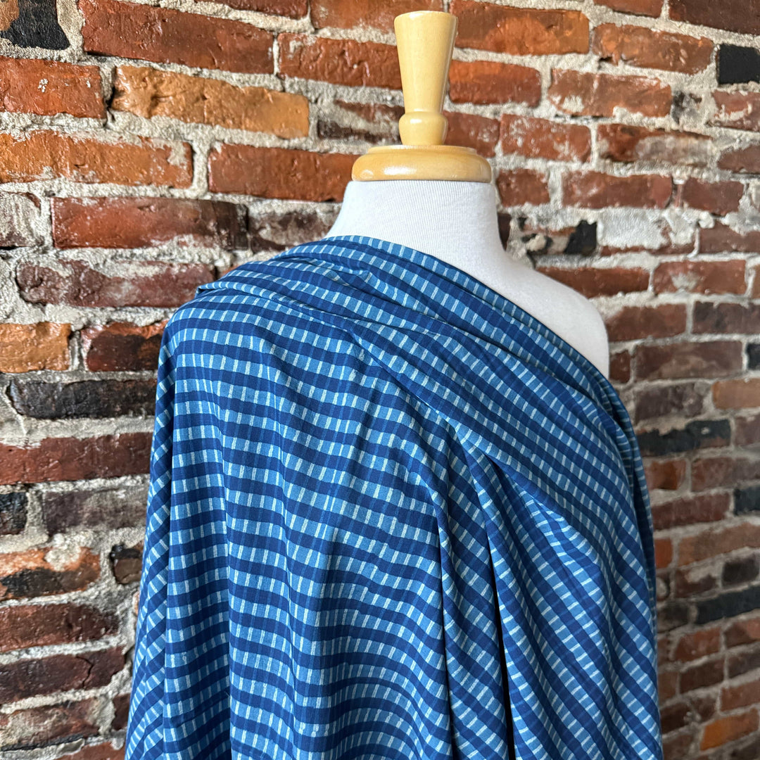 Default Layered Stripes in Indigo - Indigo Dabu Blockprint from India