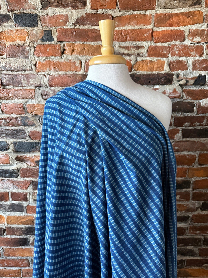 Default Layered Stripes in Indigo - Indigo Dabu Blockprint from India