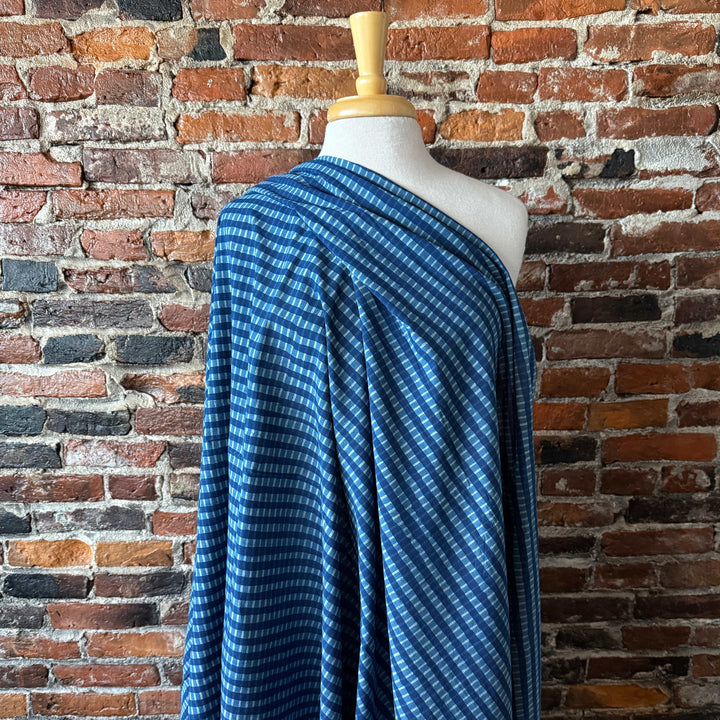 Default Layered Stripes in Indigo - Indigo Dabu Blockprint from India