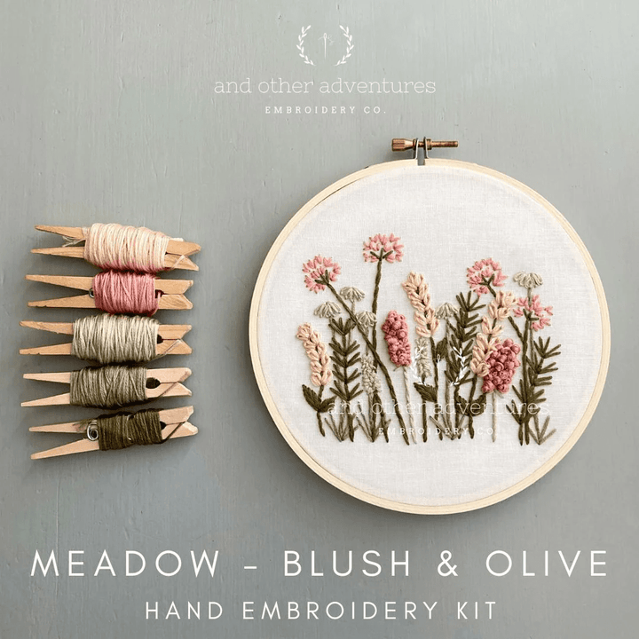Meadow in Blush & Olive Embroidery Kit - And Other Adventures
