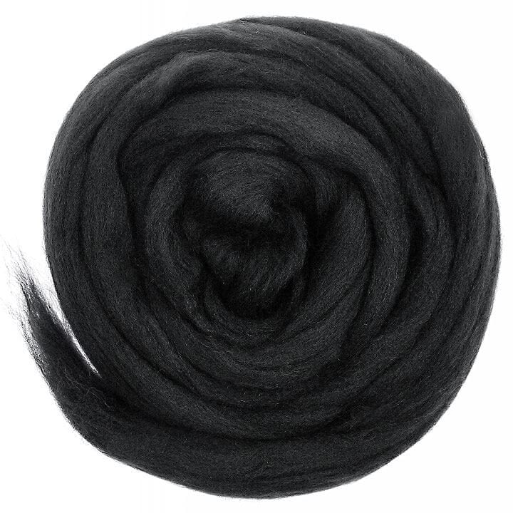 Default Merino Roving in Charcoal Black - 50 gram bag - Color 633 - Raised and Procesed in Europe