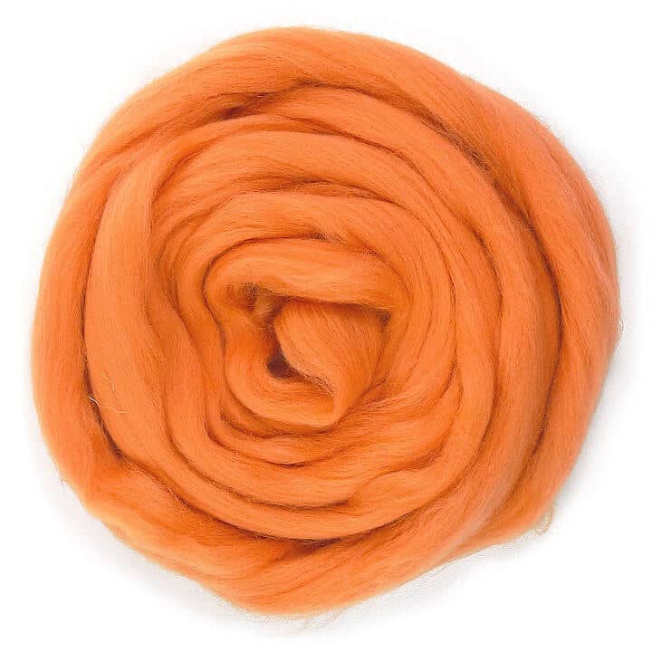 Default Merino Roving in Clementine - 50 gram bag - Color 601 - Raised and Procesed in Europe