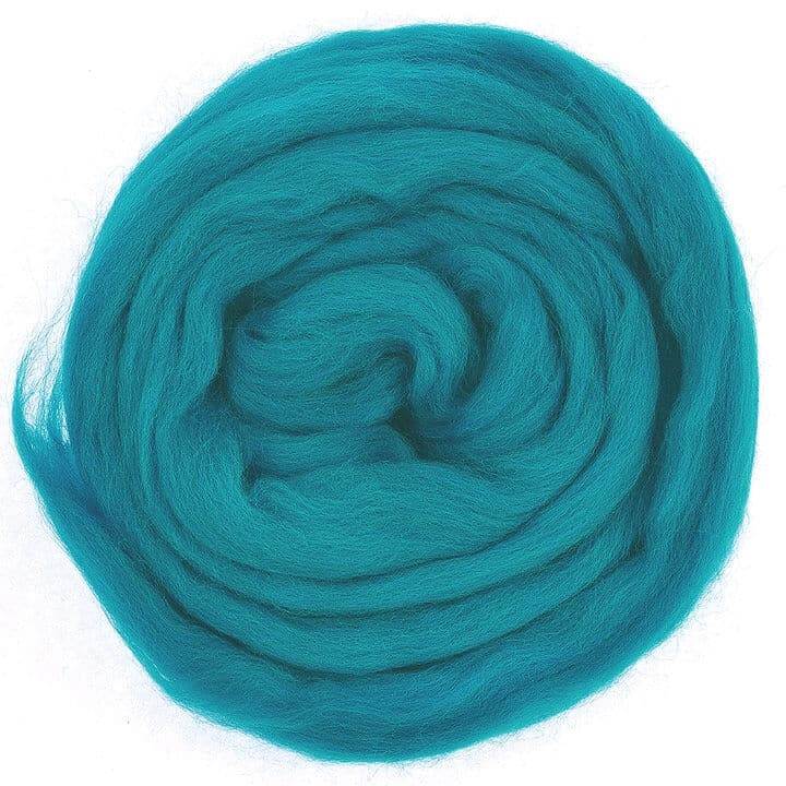 Default Merino Roving in Deep Turquoise - 50 gram bag - Color 627 - Raised and Procesed in Europe