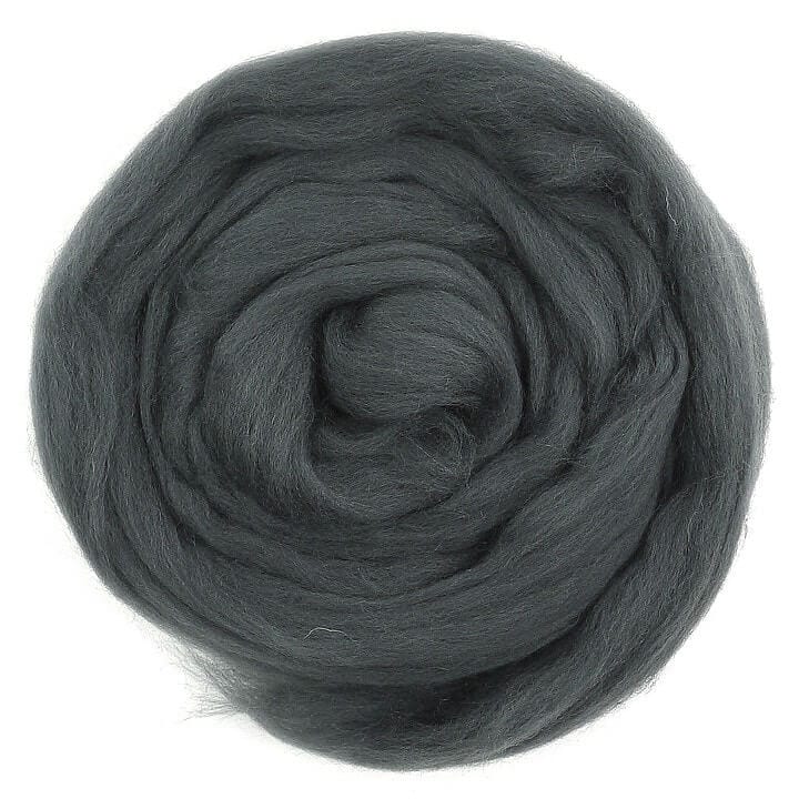 Default Merino Wool Top Roving in Graphite - 50 gram bag (1.75oz) - Color 665 - Raised and Procesed in Europe