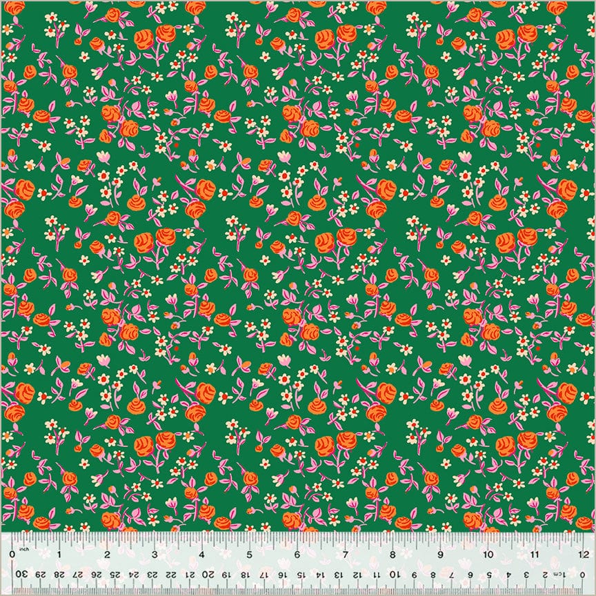 Default Mousy Floral in Emerald - Heather Ross By Hand