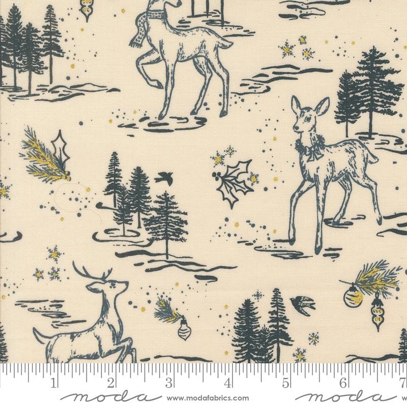 Default Oh Deer in Eggshell Metallic - Old World Yuletide
