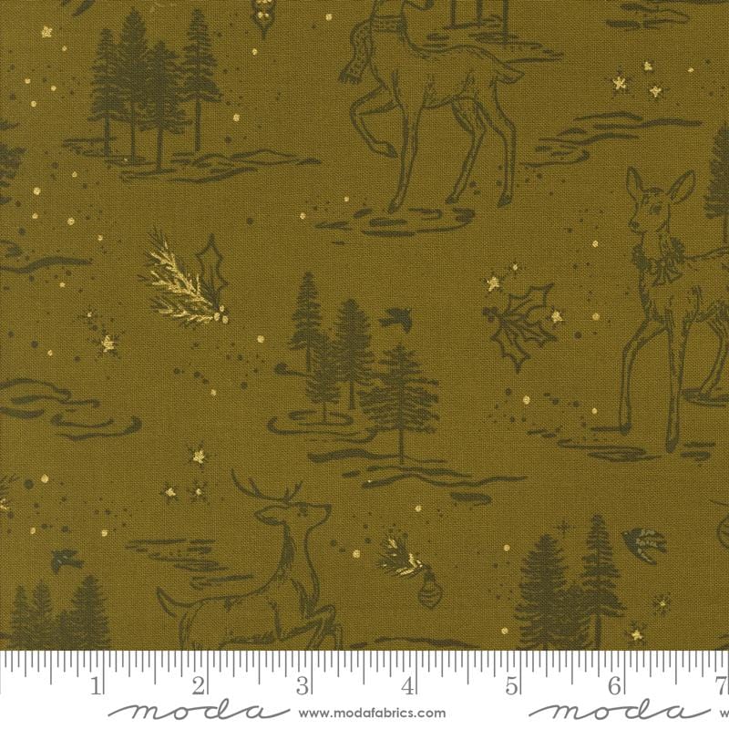 Default Oh Deer in Pickle Metallic - Old World Yuletide