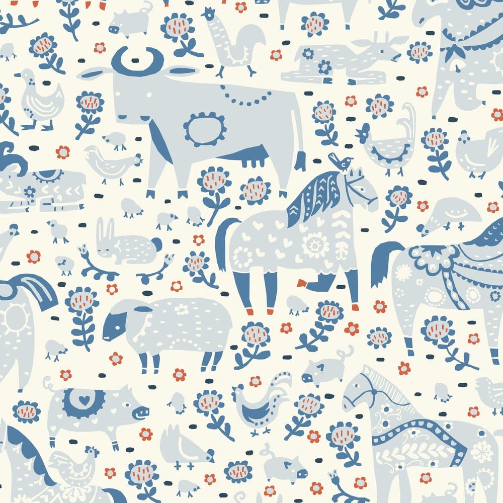 ORGANIC Barnyard in Blue - Barnyard - Little House Cottons