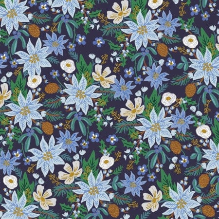 Poinsettia Bouquet in Navy Metallic - Holiday Classics - Rifle Paper Co.