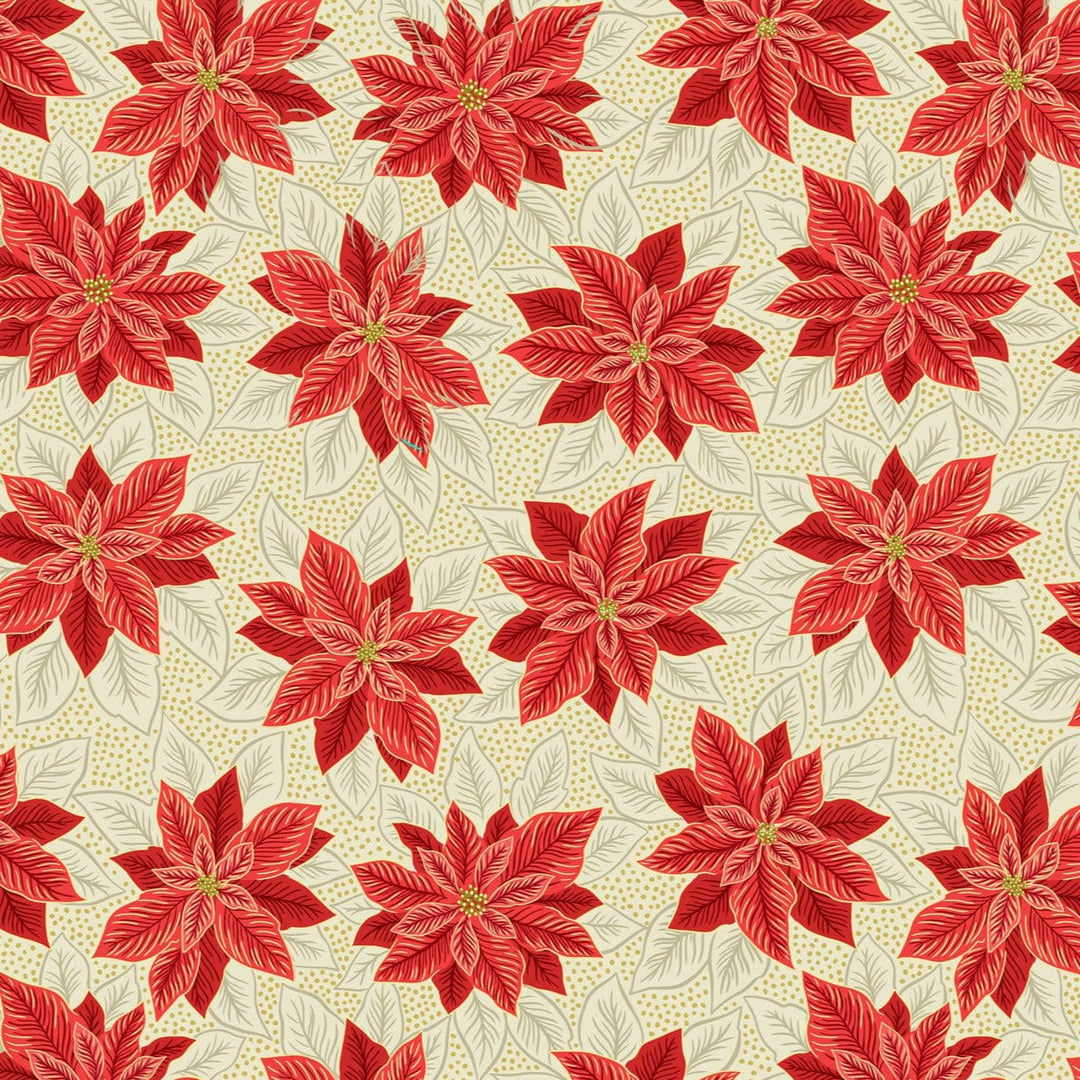 Poinsettia in Cream with Gold Metallic - Yuletide - Lewis & Irene