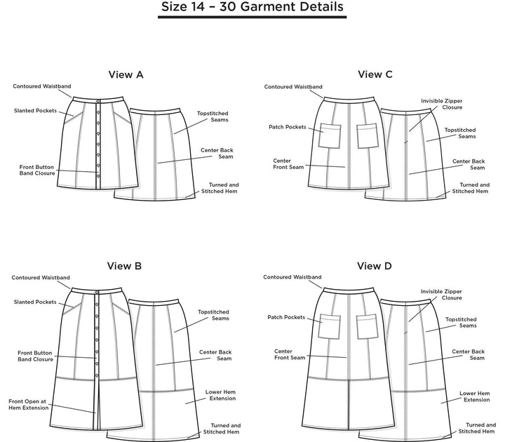 Reed Skirt Sizes 14-30 - Grainline Studio