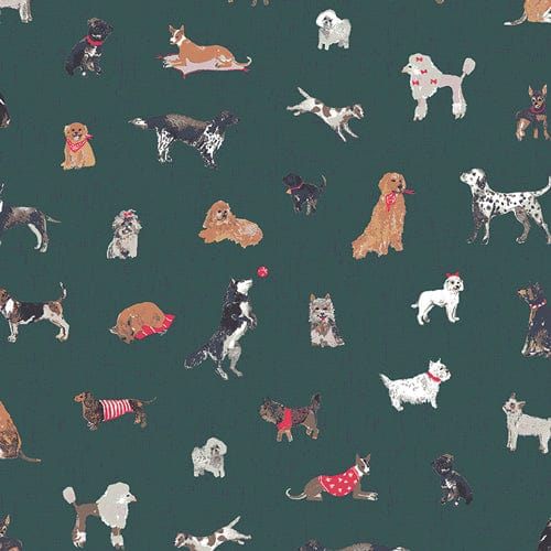 Santa's Good List in Spruce - Wintertale - Art Gallery Fabric