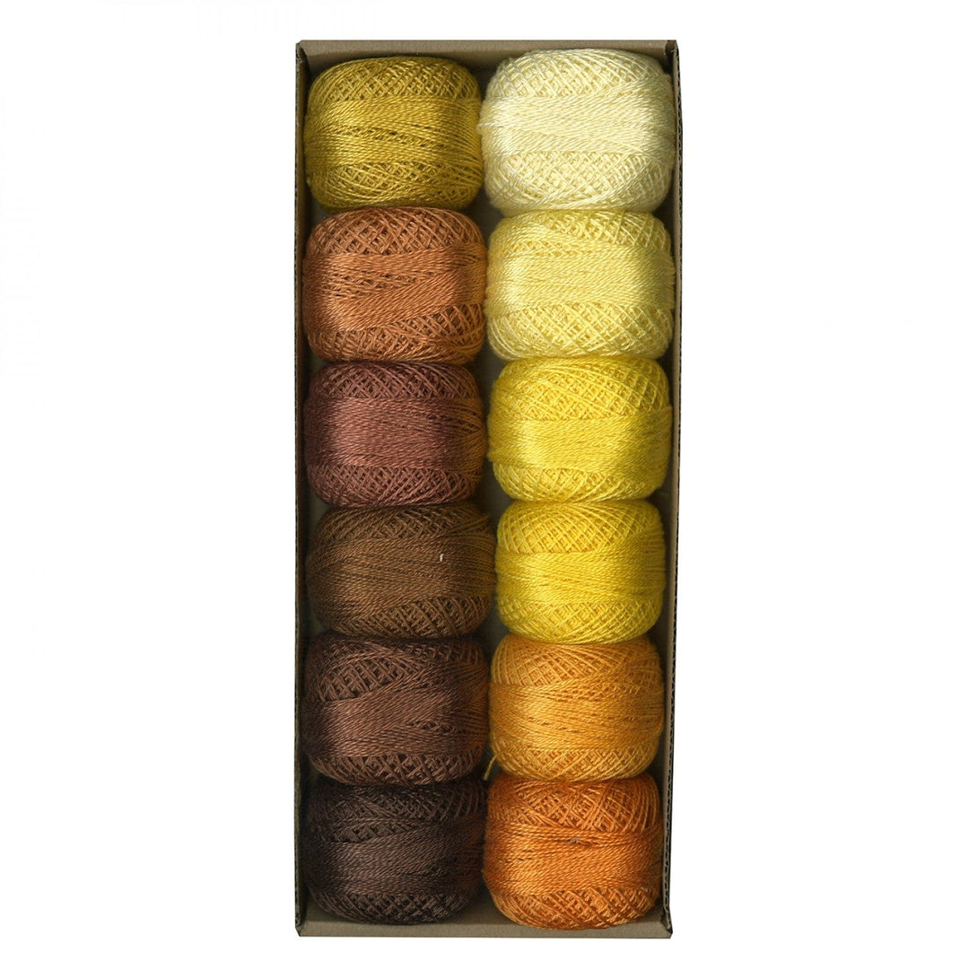 Solid Shades Set 2 ~ Size 12 Valdani Pearl Cotton Set of Twelve 109 Yard Balls
