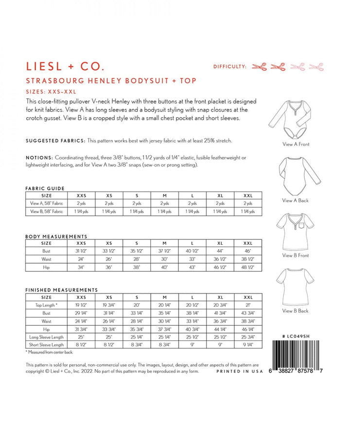 Default Strasbourg Henley Bodysuit + Top - Liesl & Co. - Sizes XXS-XXL