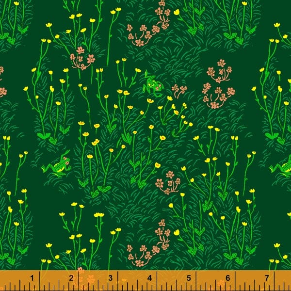 Tall Buttercups in Dark Green - West Hill - Heather Ross