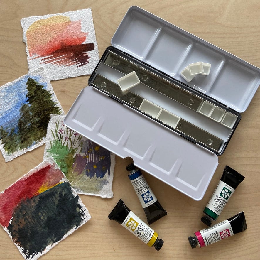 Travel Watercolor Palette - Large Tin in Black
