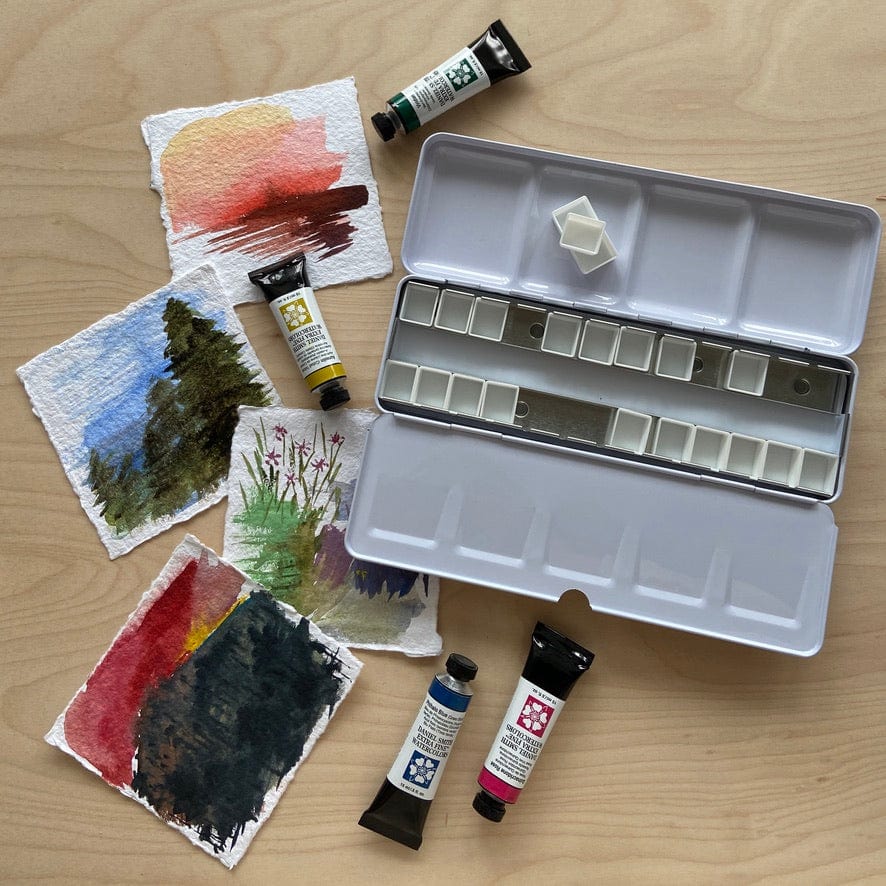 Travel Watercolor Palette - Large Tin in White