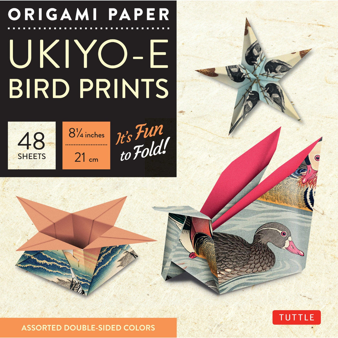 Default Ukiyo-E Bird Print Origami Paper - 8 1/4" Square - 48 Sheets