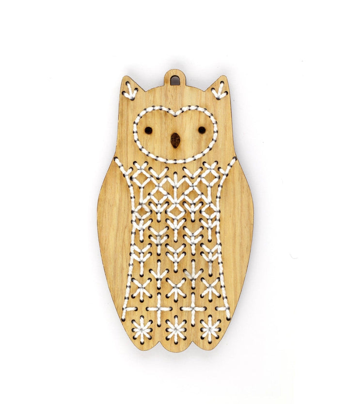 Wooden Owl Stitched Ornament Kit from Kiriki