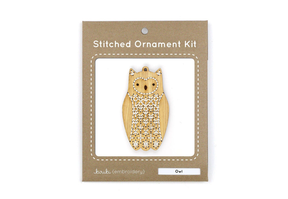 Wooden Owl Stitched Ornament Kit from Kiriki