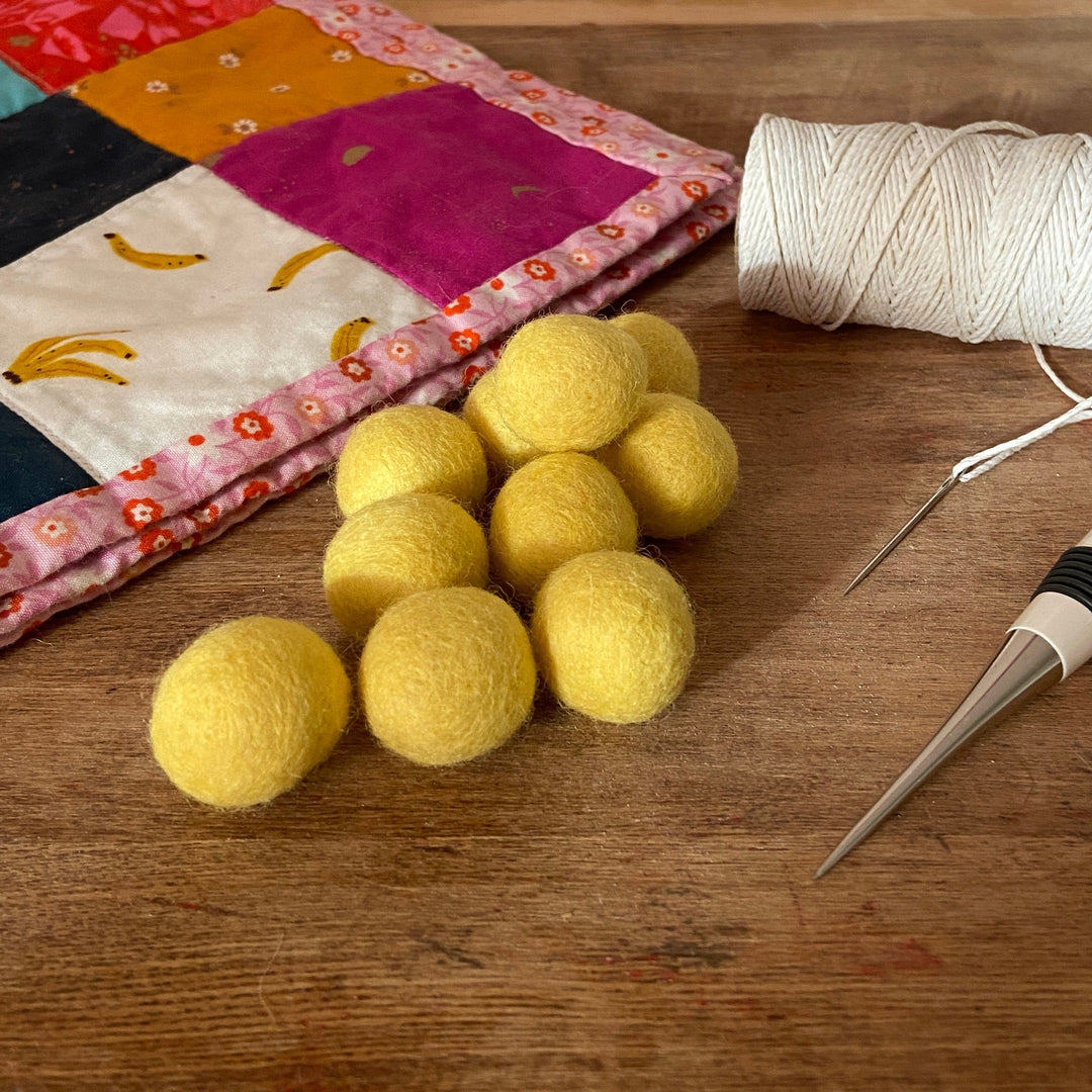 Default Wool Felt Balls - #10 Daffodil - Ten 1" Balls, 2.2cm