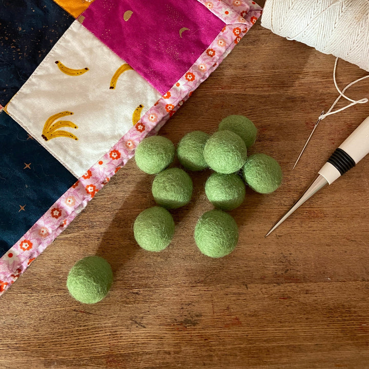 Default Wool Felt Balls - #34 Lichen - Ten 1" Balls, 2.2cm