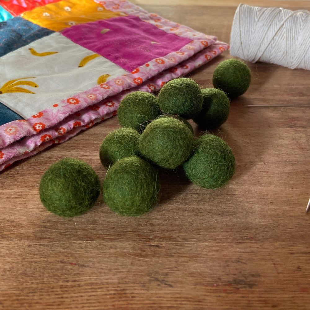 Default Wool Felt Balls - #5 Forest - Ten 1" Balls, 2.2cm
