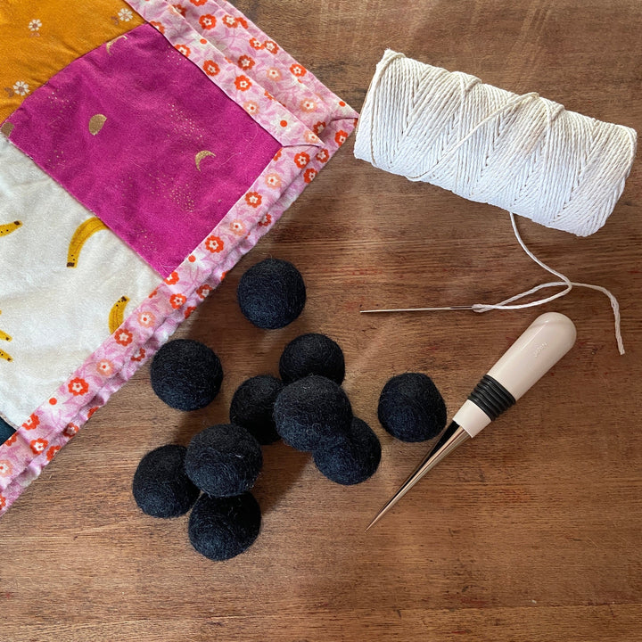 Default Wool Felt Balls - #6 Kohl - Ten 1" Balls, 2.2cm
