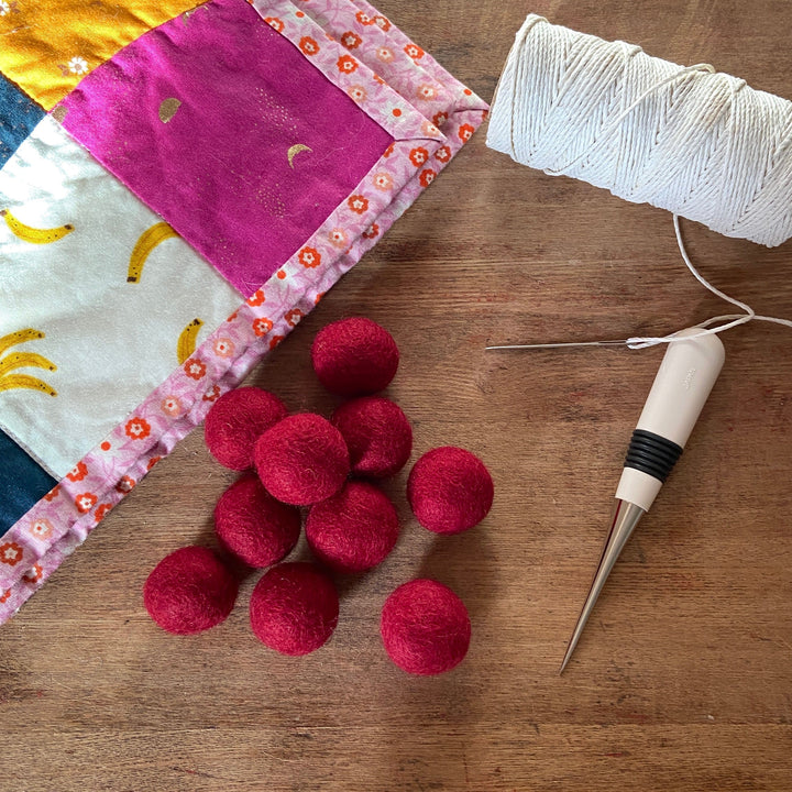 Default Wool Felt Balls - #61 Cranberry - Ten 1" Balls, 2.2cm
