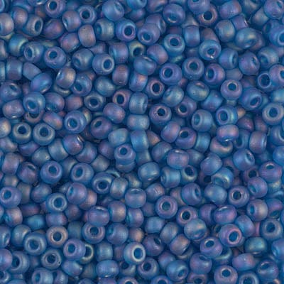 8/0 - Miyuki Glass Seed Beads - Matte Transparent AB - Capri Blue - 8-149FR