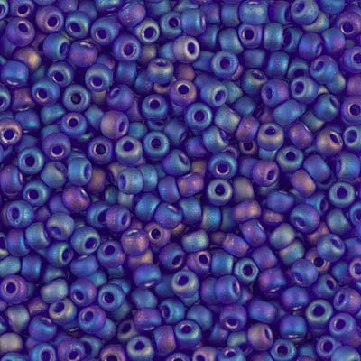 8/0 - Miyuki Glass Seed Beads - Matte Transparent AB - Cobalt - 8-151FR