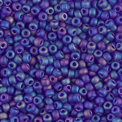 8/0 - Miyuki Glass Seed Beads - Matte Transparent AB - Cobalt  - 8-151FR