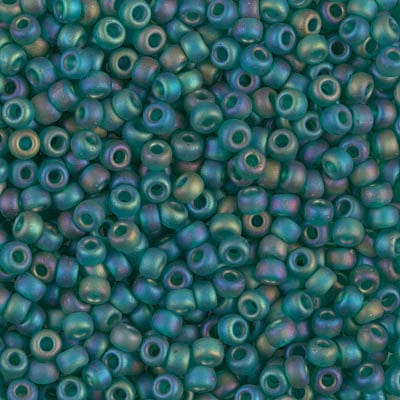 8/0 - Miyuki Glass Seed Beads - Matte Transparent AB - Emerald - 8-147FR