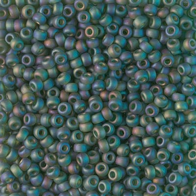 8/0 - Miyuki Glass Seed Beads - Matte Transparent AB - Olive - 8-158FR