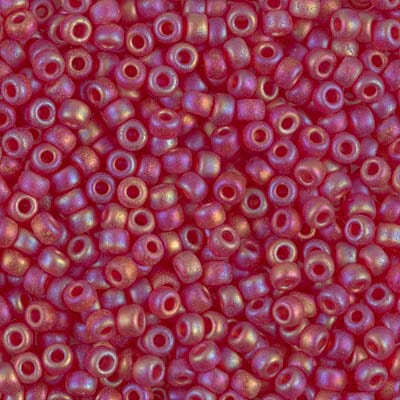 8/0 - Miyuki Glass Seed Beads - Matte Transparent AB - Ruby - 8-141FR