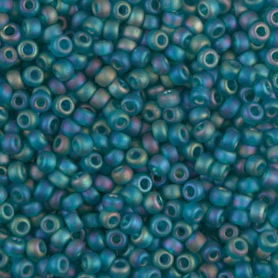 8/0 - Miyuki Glass Seed Beads - Matte Transparent AB - Teal - 8-2405FR