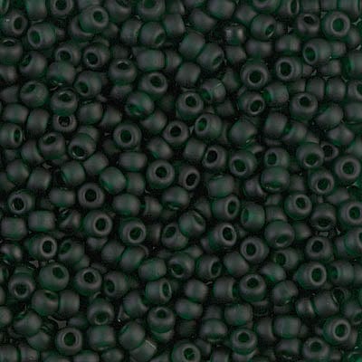 8/0 - Miyuki Glass Seed Beads - Matte Transparent - Dark Emerald - 8-156F